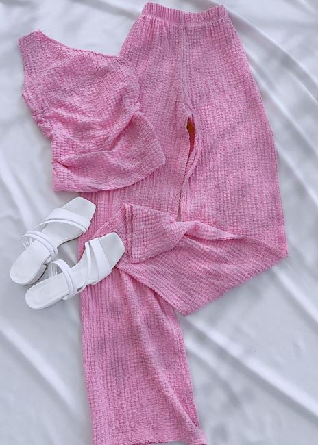 Pembe Tek Omuz Gofre Takım