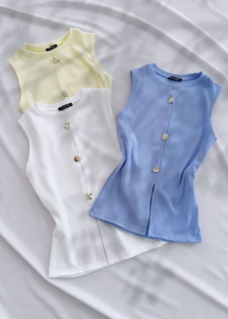 Sarı V Yırtmaç Detay Bluz