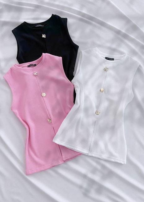 Pembe V Yırtmaç Detay Bluz