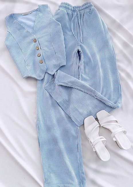 Mavi Su Yolu Yelek Takım