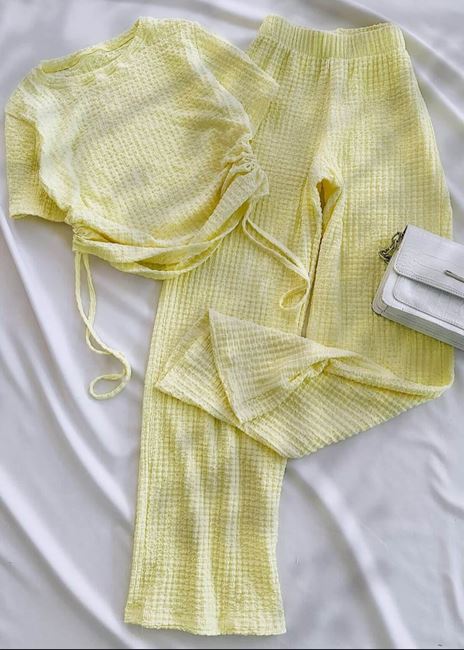 Sarı Yan Büzgü Gofre Takım