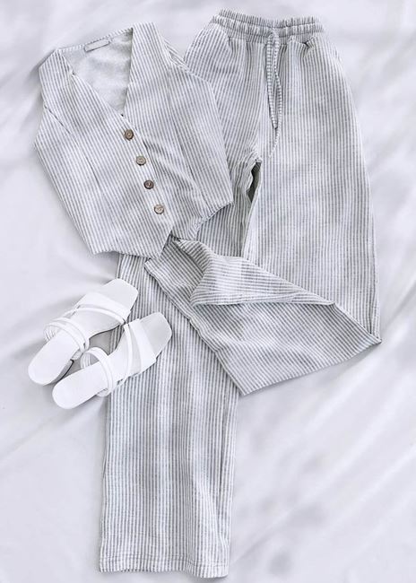 Gri Su Yolu Yelek Takım