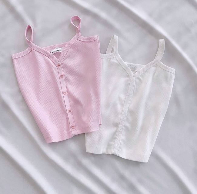 Beyaz GC Düğmeli Crop