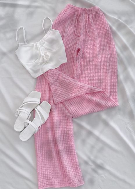 Pembe Gofre Pantolon