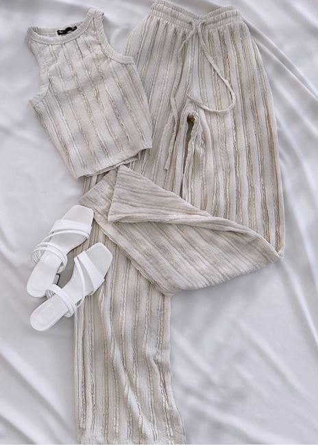 Bej Halter Yaka Takım