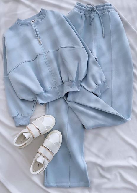 Mavi Bomber 3 İplik Eşofman Takımı