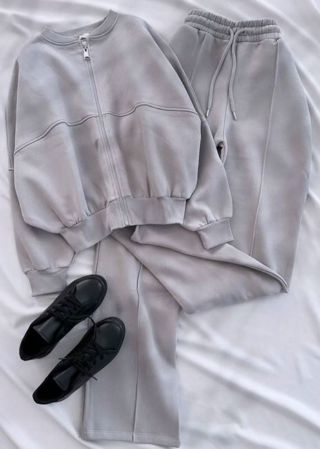 Gri Bomber 3 İplik Eşofman Takımı