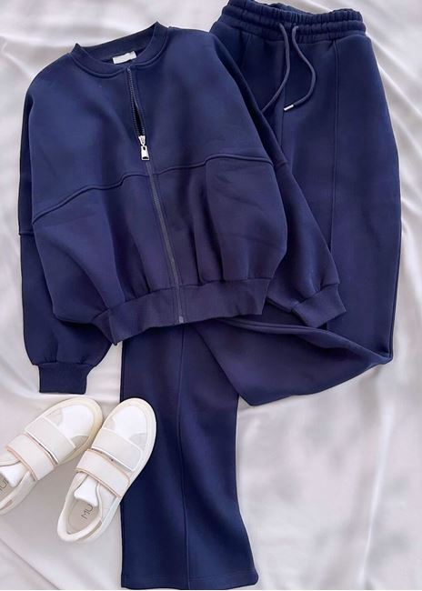 Lacivert Bomber 3 İplik Eşofman Takımı