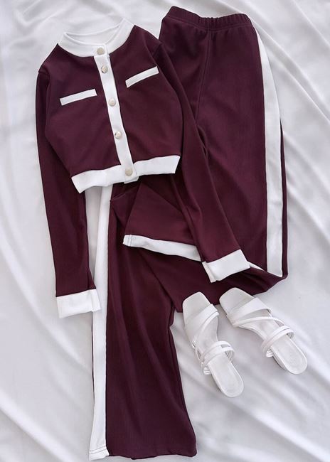 Bordo Ottoman Pantolon Takım