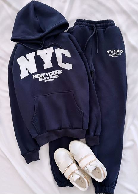 Lacivert Nyc 3 İplik Eşofman Takımı