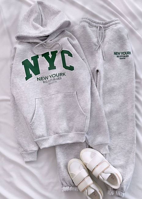 Gri Nyc 3 İplik Eşofman Takımı