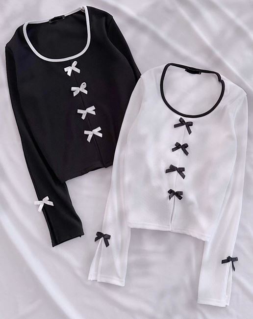 Beyaz Fiyonk Detay Bluz