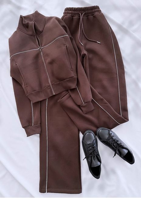 Kahverengi Biyeli Eşofman Takımı