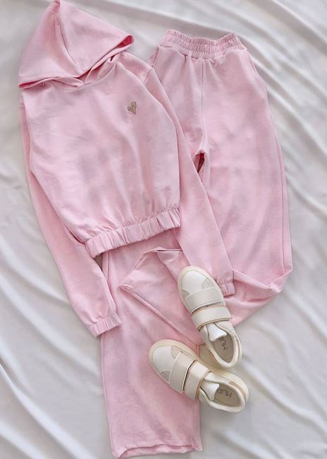 Pembe Kalp Yıkama Modal Eşofman Takımı