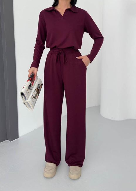 Bordo Polo Yaka Modal Takım