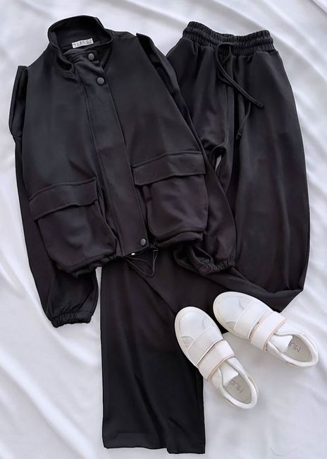 Siyah Cep Detay Oys Ceket Takım