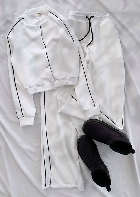 Beyaz Scuba Biye Eşofman Takımı