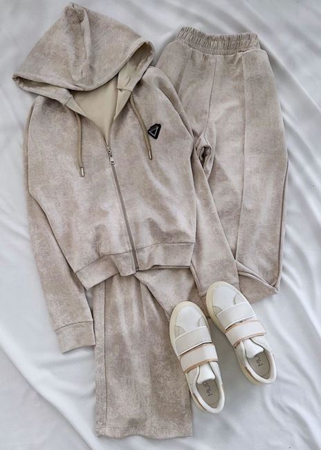 Bej Fashion Yıkama Modal Eşofman Takımı