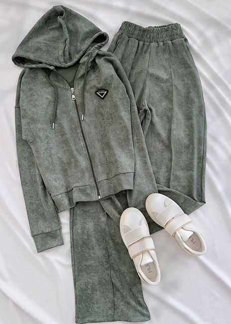 Yeşil Fashion Yıkama Modal Eşofman Takımı