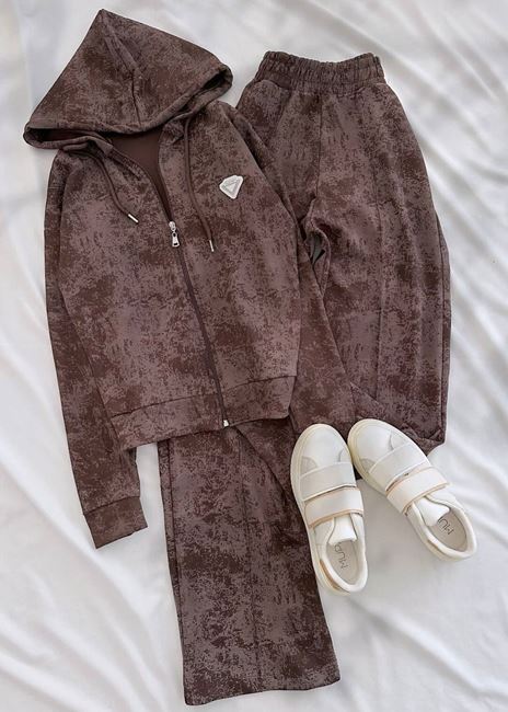 Kahverengi Fashion Yıkama Modal Eşofman Takımı