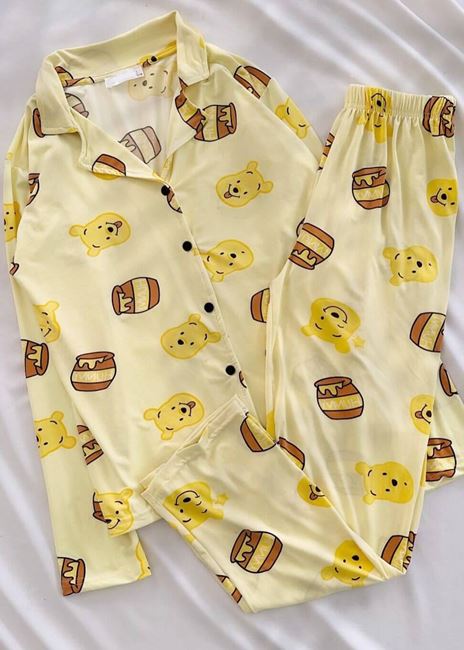 Sarı Honey Desen Pijama Takımı