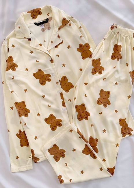 Sarı Ayıcık Desen Pijama Takımı