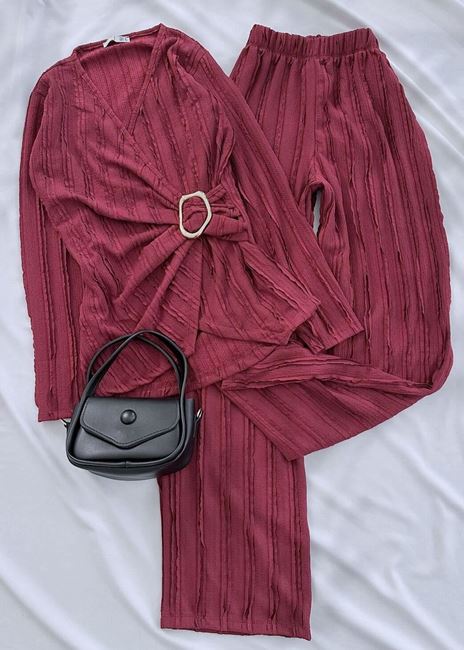 Bordo Dokulu Toka Detay Takım