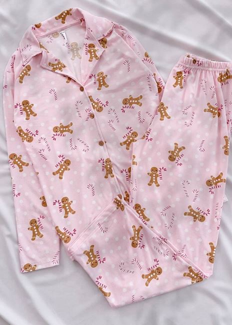 Pembe Kurabiye Desen Pijama Takımı