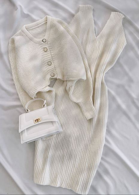 Bej Düğme Detay Hırka Elbise Takım