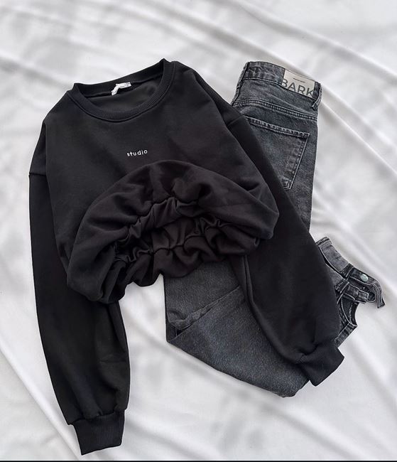 Siyah Studio Büzgü Sweat