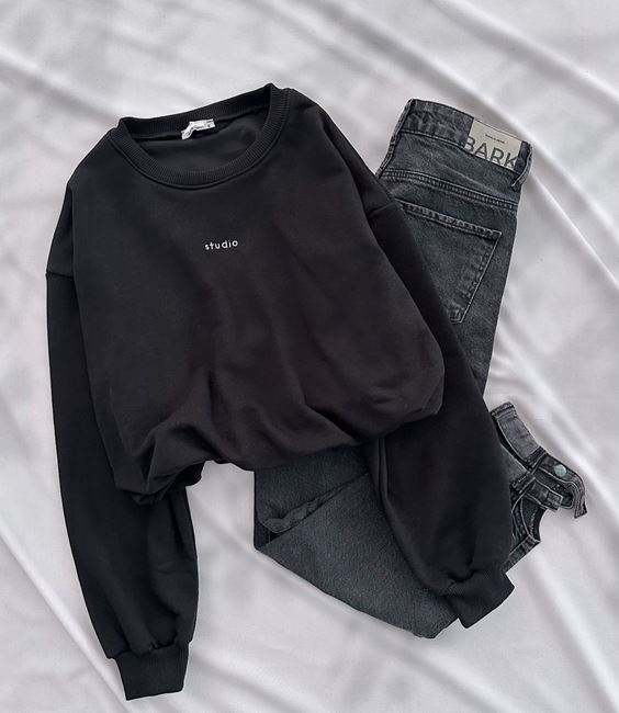 Siyah Studio Büzgü Sweat
