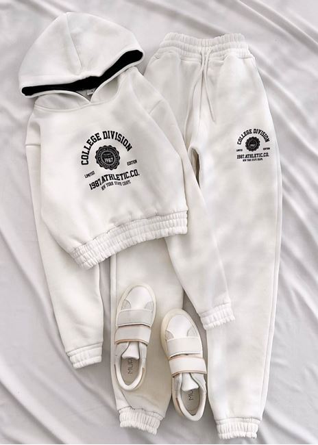 Beyaz Athletic 3 İplik Eşofman Takımı