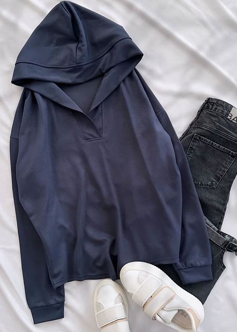 Antrasit Kapüşonlu Oysh Cepli Sweat