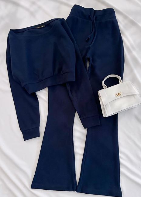 Lacivert Selanik İspanyol Paça Takım