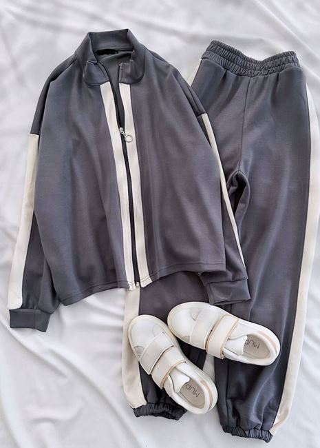 Gri Oysh Şerit Eşofman Takımı