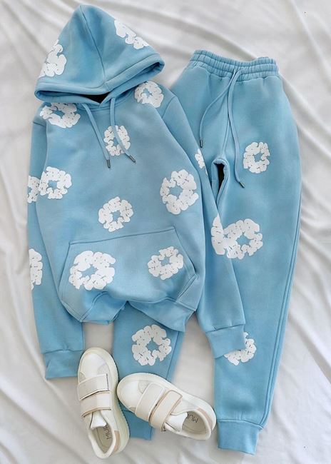 Mavi Papatya Baskı Eşofman Takımı