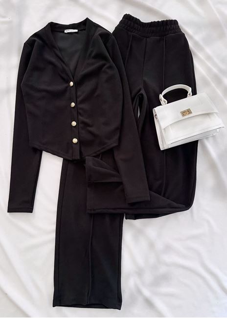 Siyah Selanik Hırka Takım