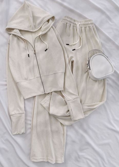 Bej Taşlı Eşofman Takımı