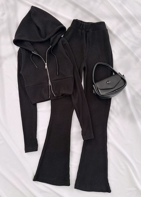 Siyah Brsh Yumoş Kapüşonlu Takım