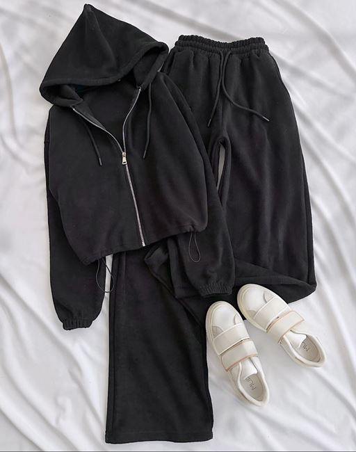 Siyah Polar Bel Stoperli Takım