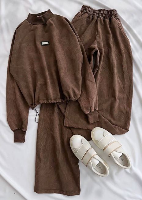 Kahverengi Yıkama Detay Takım