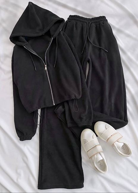 Siyah Polar Bel Stoperli Takım