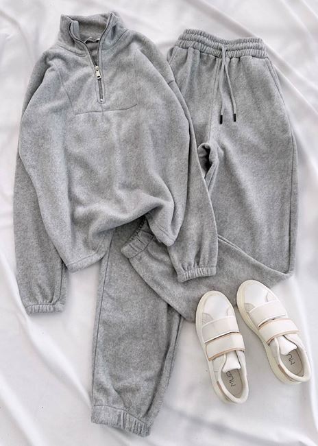 Gri Polar Joger Eşofman Takım