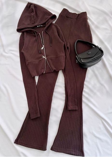 Kahverengi  Brsh Yumoş Kapüşonlu Takım