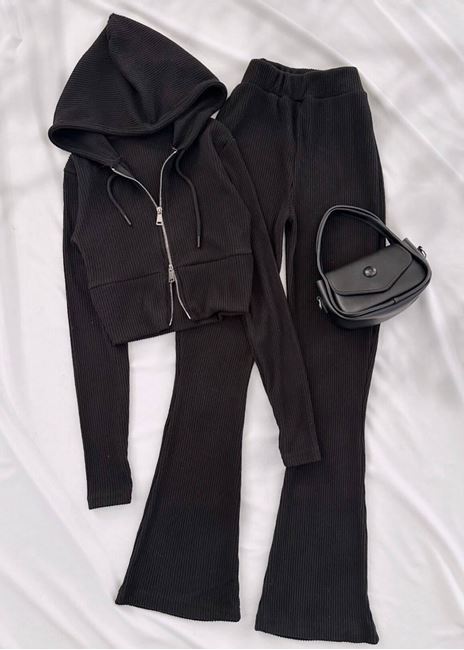 Siyah  Brsh Yumoş Kapüşonlu Takım 