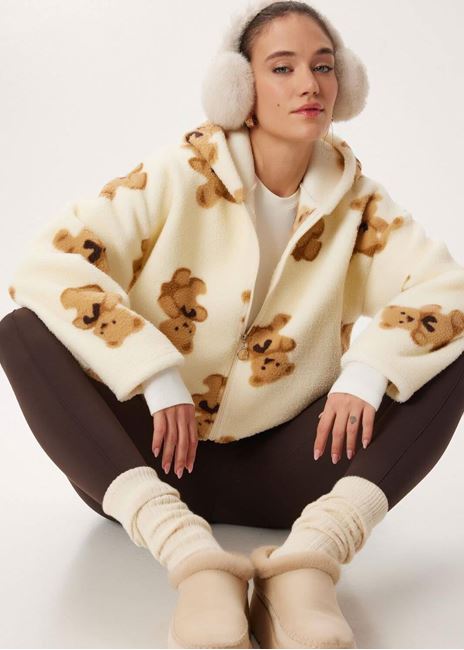 Bej Ayıcık Kuzu Peluş Ceket