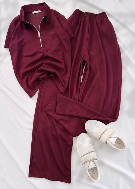 Bordo Fermuar Detay Oysh Takım