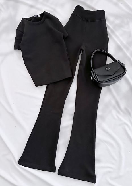 Siyah İspanyol Paça Basic Takım 