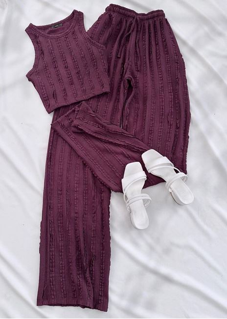 Bordo Halter Yaka Takım