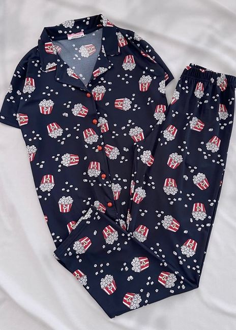 Lacivert PopCorn Pijama Takımı